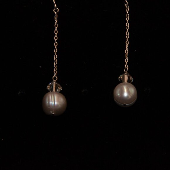 Honora Grey Freshwater Pear and . 925 Silver drop Earrings - Picture 2 of 2